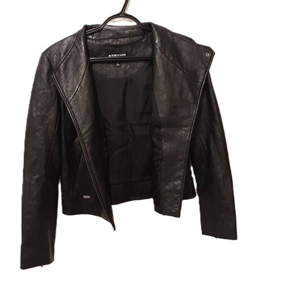 Robe di Kappa Women's 100% Sheepskin Soft Quilt-Stitched Leather Jacket L Rare - Picture 2 of 6